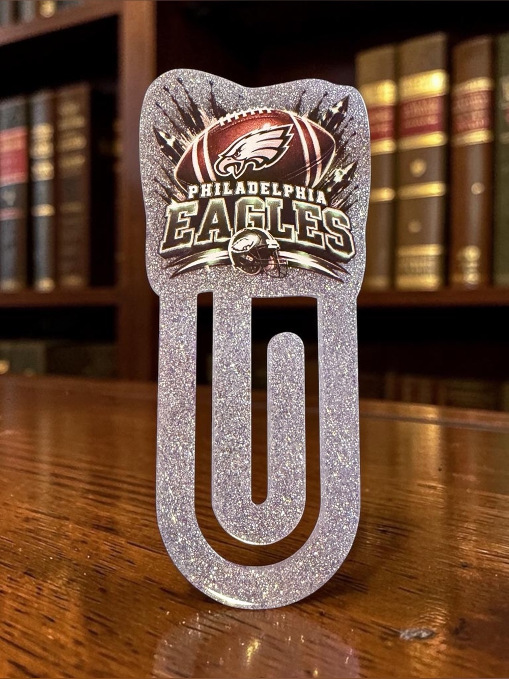 Philadelphia Eagles Jumbo Paper Clip Bookmark | Glitter Acrylic Page Marker
